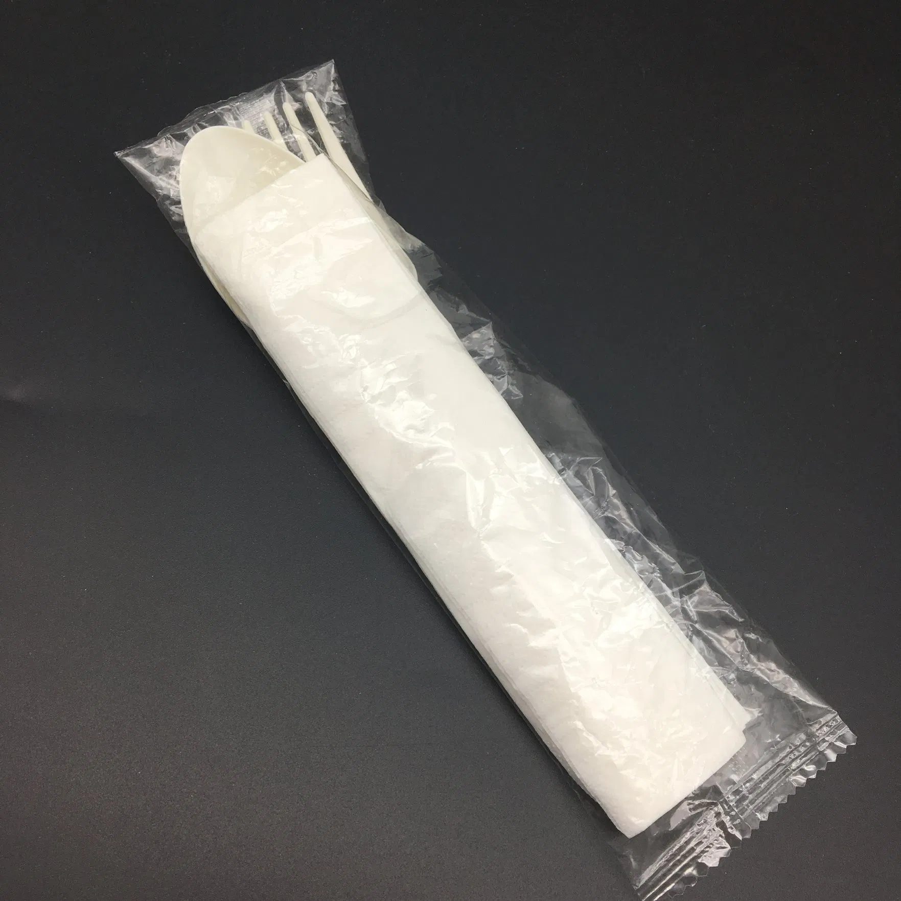Disposable Food Grade Cornstarch Cutlery Set Packing with Napkin