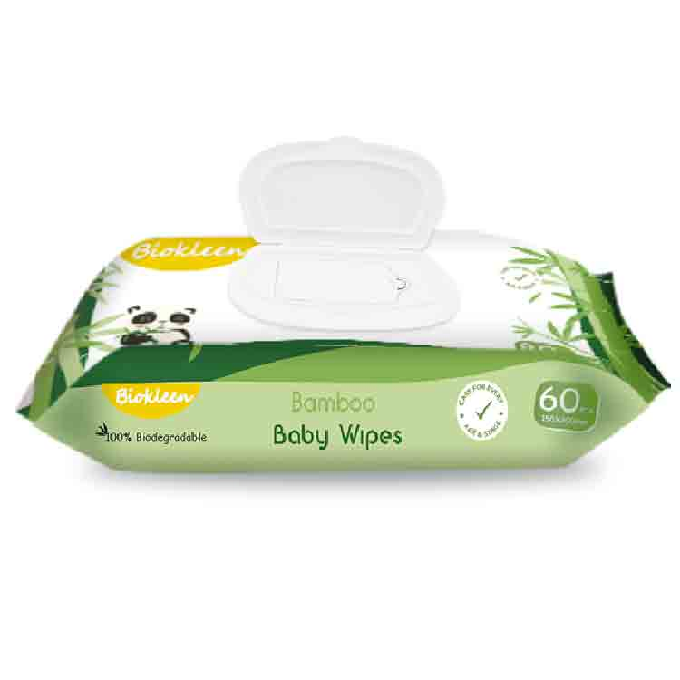 Biokleen Oem Odm Manufacturer Customization 80pcs Eco Friendly Organic Biodegradable Bamboo Sensitive Skin Hand Cleaning 100% Natural Baby Wet Wipes