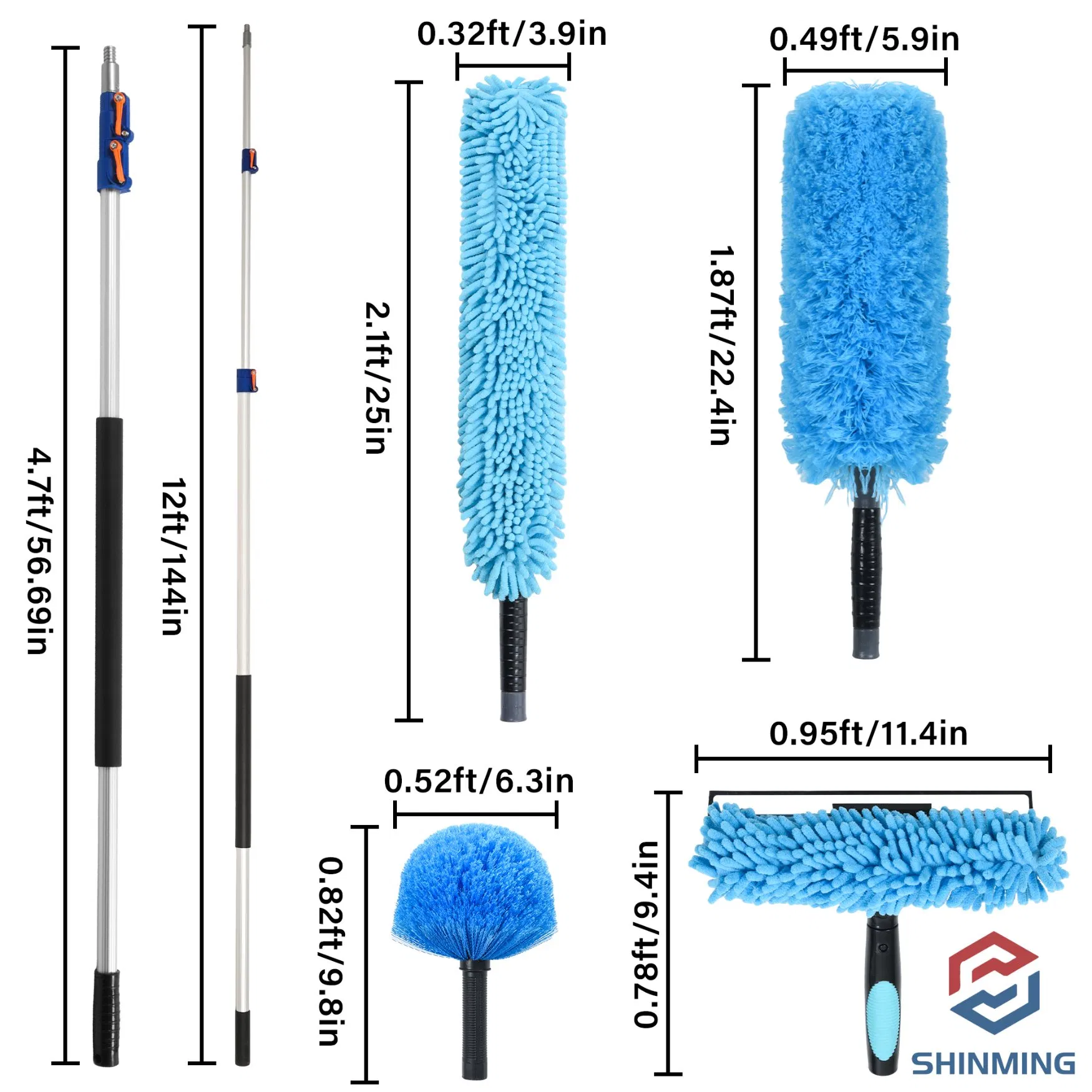 Aluminium Telescopic Cleaning Kit Extension Pole Cleaning Tool Set