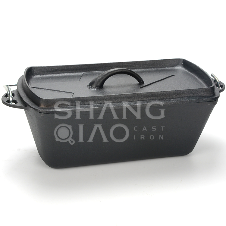 Чугунная прямоугольная жаровня-духовка с крышкой