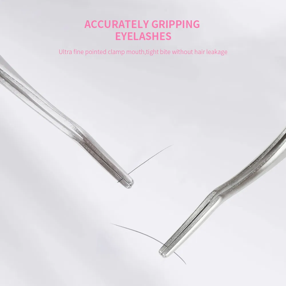 Fiber Tip Tweezers for Eyelash Extension Curved Lash Applicator Professional Eyelash Tools