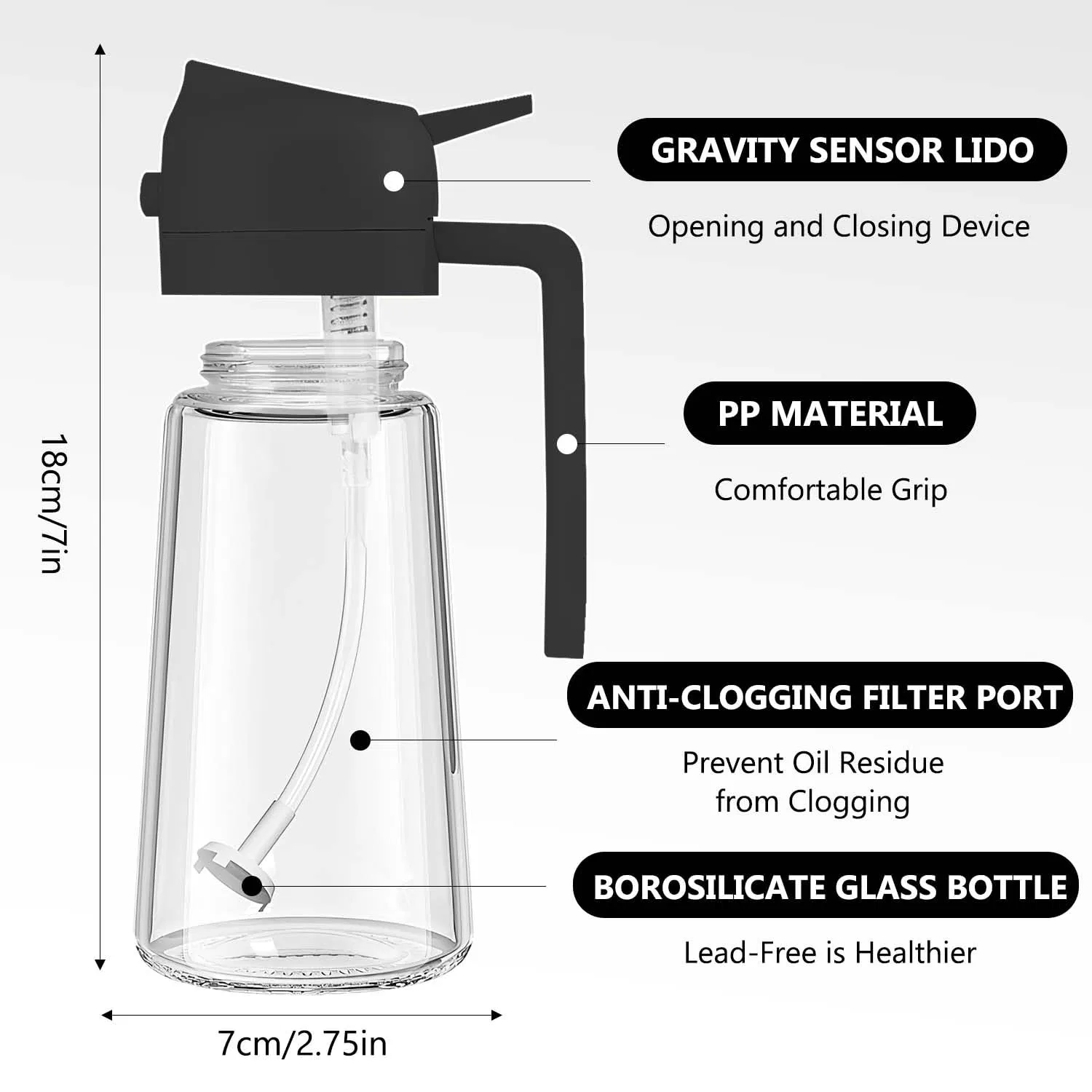 2 in 1 Glass Oil Sprayer Large Olive Oil Dispenser Spray Bottle for Kitchen Cooking