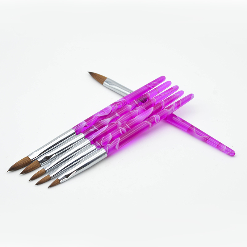 Guyo 100% Kolinsky Brush Acrylic Nail Brush with Pink Marble Handle