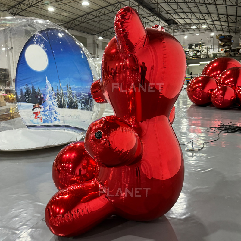 Giant Advertising Reflective PVC Red Inflatable Mirror Bear for Decoration