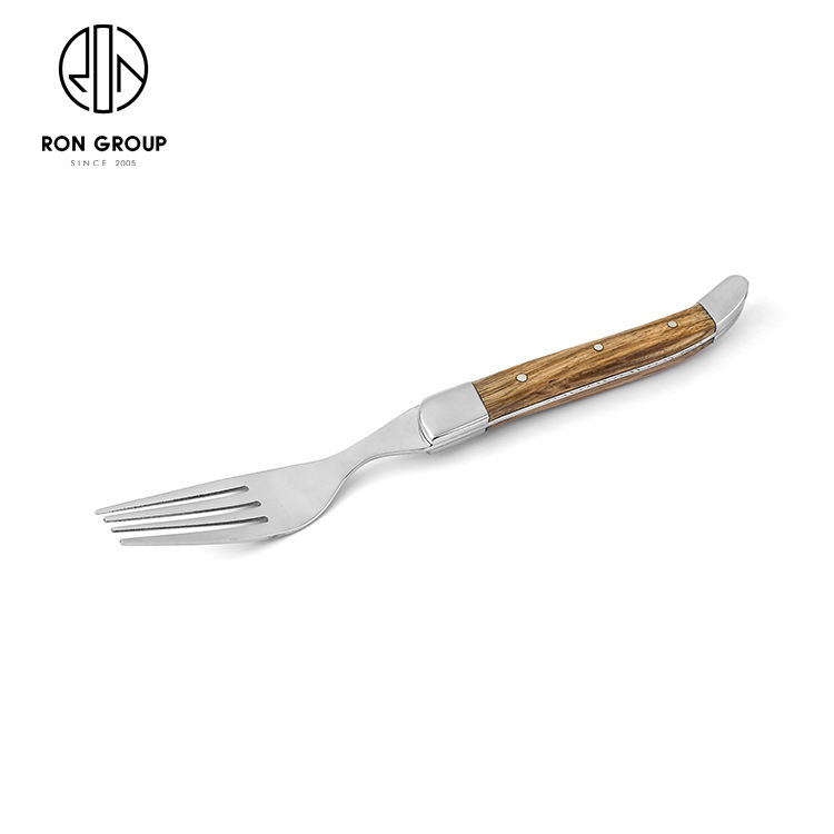 Modern Fast Food Restaurant Dinner Cutlery Wood Handle Stainless Steel Eco-Friendly Spoon Commercial Catering Flatware