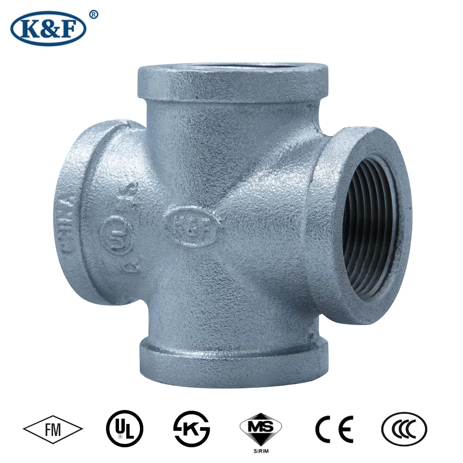 Kanaifu Malleable Cast Iron Galvanized Reducing Pipe Fitting Cross for Fire Fighting
