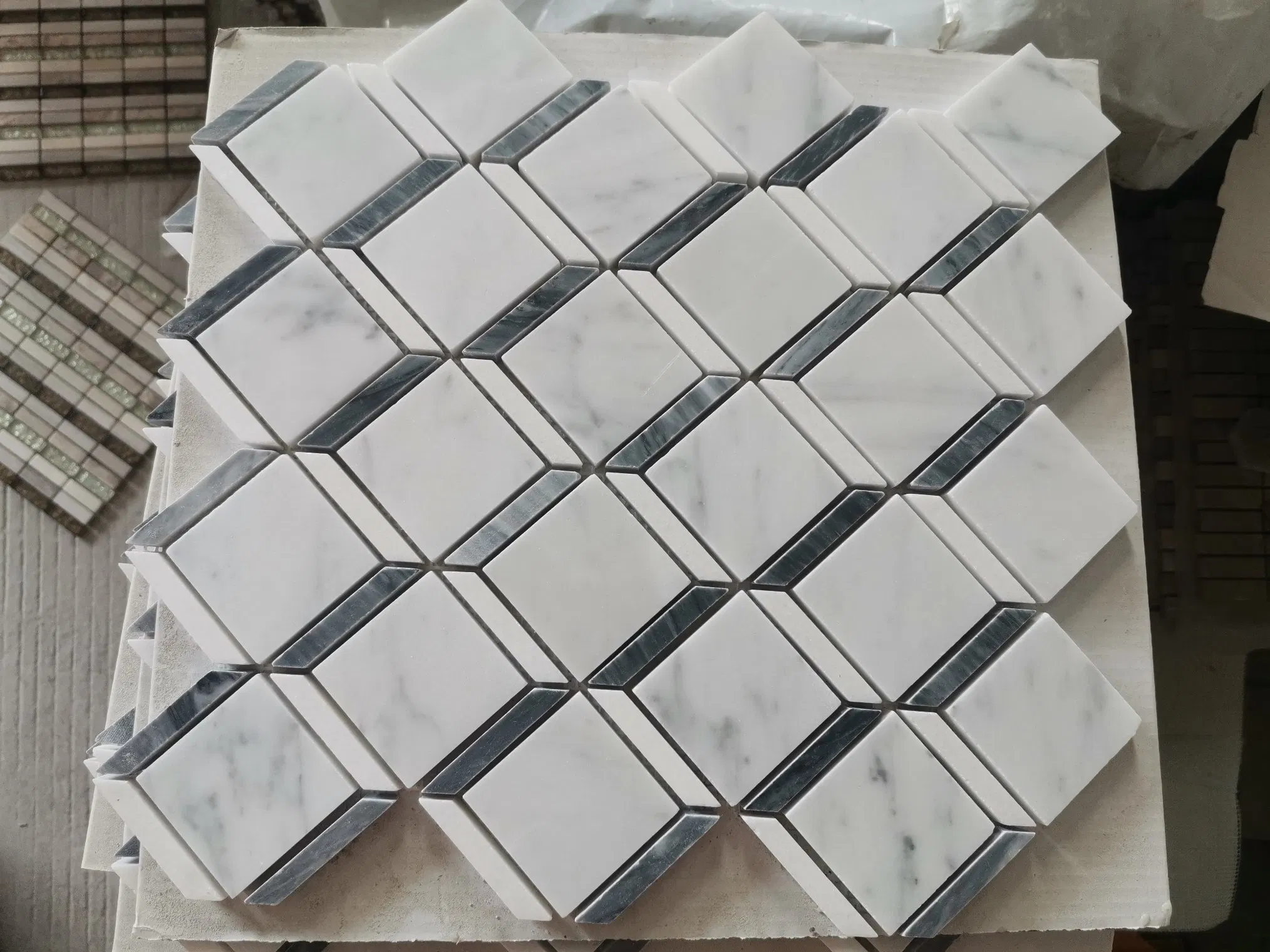 Полированный мраморный пол 3D с водной резкой