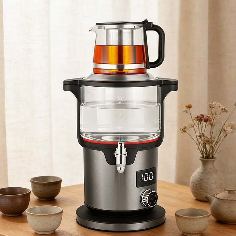 2000W Powerful Electric Russian Water Heating Turkish Tea Kettle High Borosilicate Glass Kettle Tea Maker for Home or Hotel