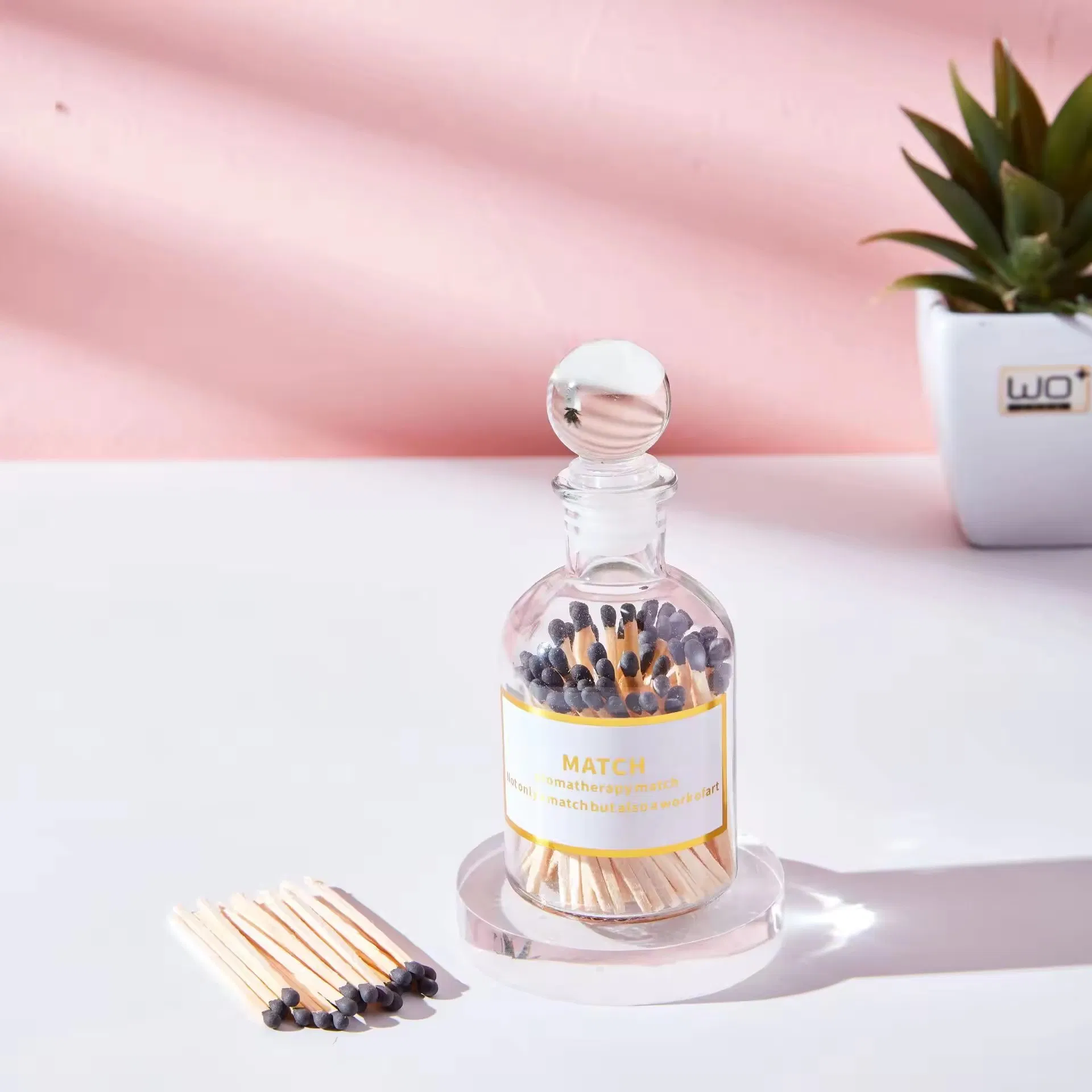 Colorful Long Candle Matches in Elegant Glass Jar