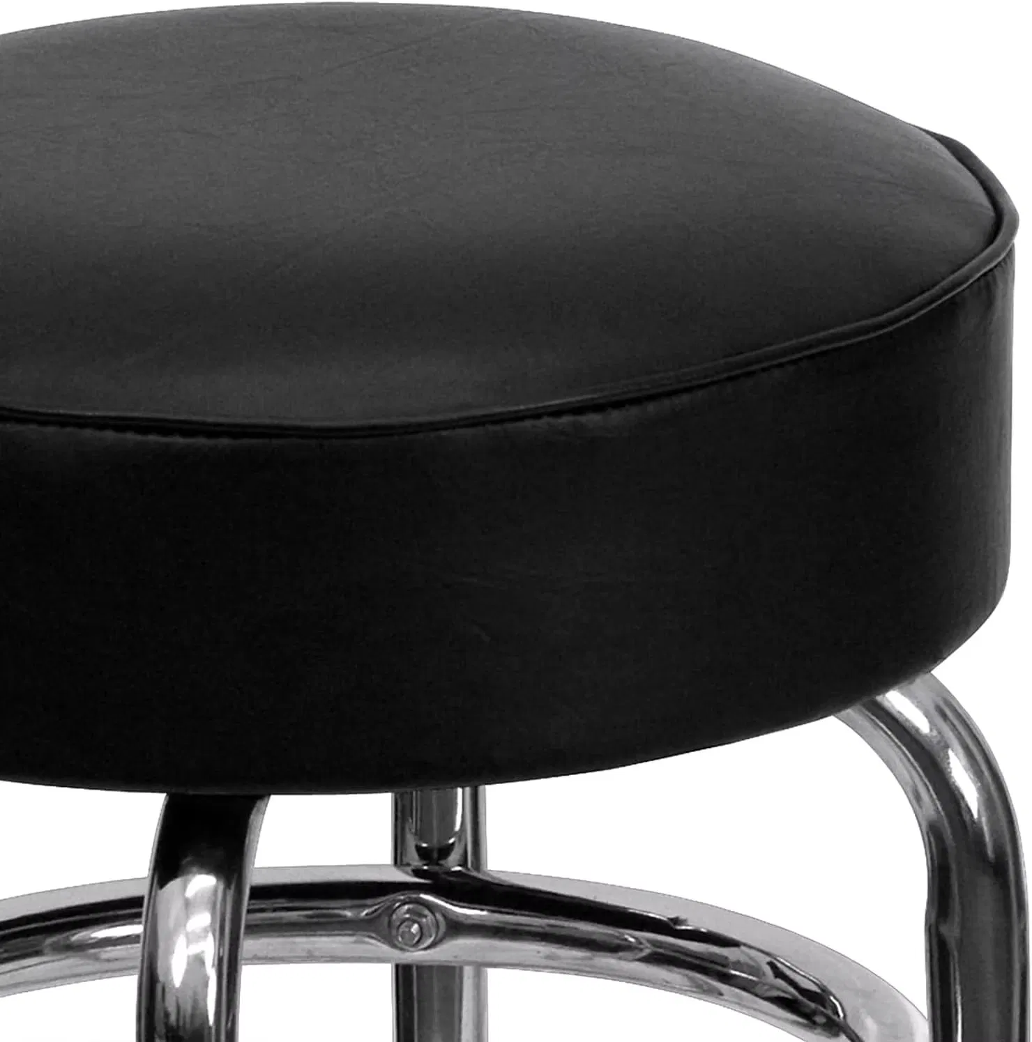 Swivel Bar Stool Double Ring Chrome Backless Barstool