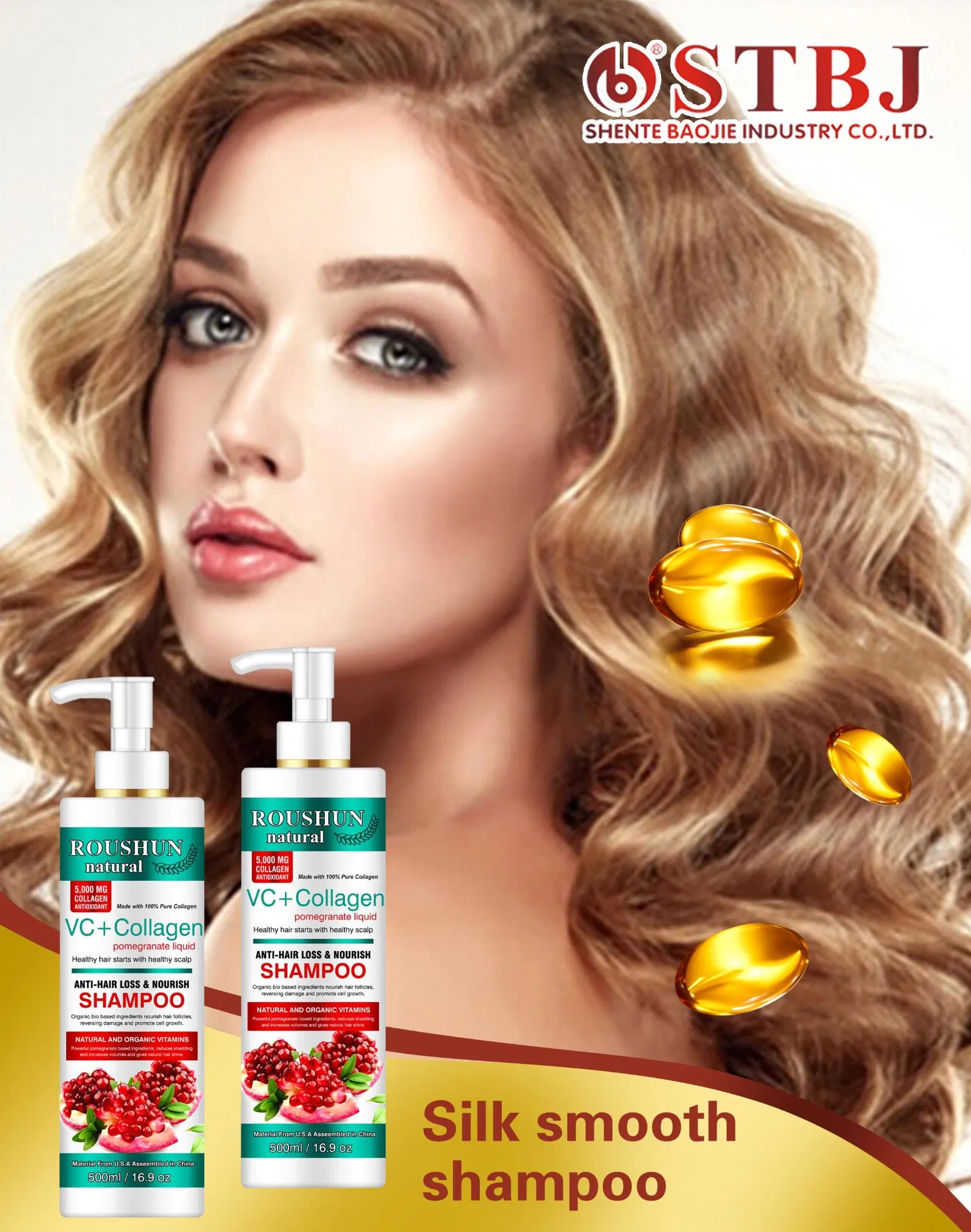 Roushun Anti-Hair Loss and Nourish Hair Shampoo with Vitamin C & Collagen