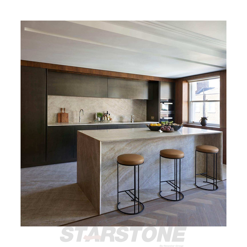 Modern Simple White Marble Kitchen Island for Villa Hotel Countertop and Wall Decoration Island