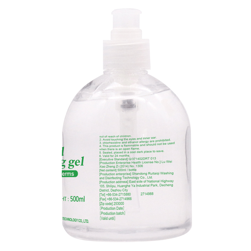500ml 75% Alcohol Gel for Hand Disinfecting, Without Handwashing