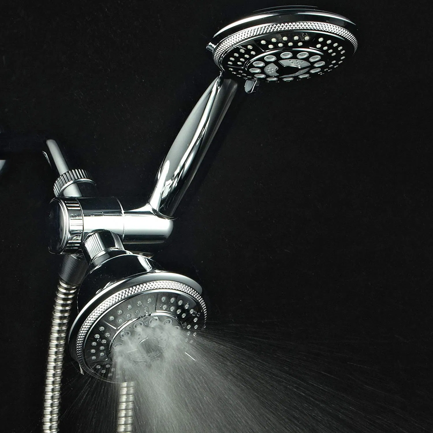 High Pressure 24 Function 4" Face Dual 2 in 1 Shower Head System Stainless Steel Hose Patented 3-Way Water Diverte Handheld Showerhead Rain Shower Combo