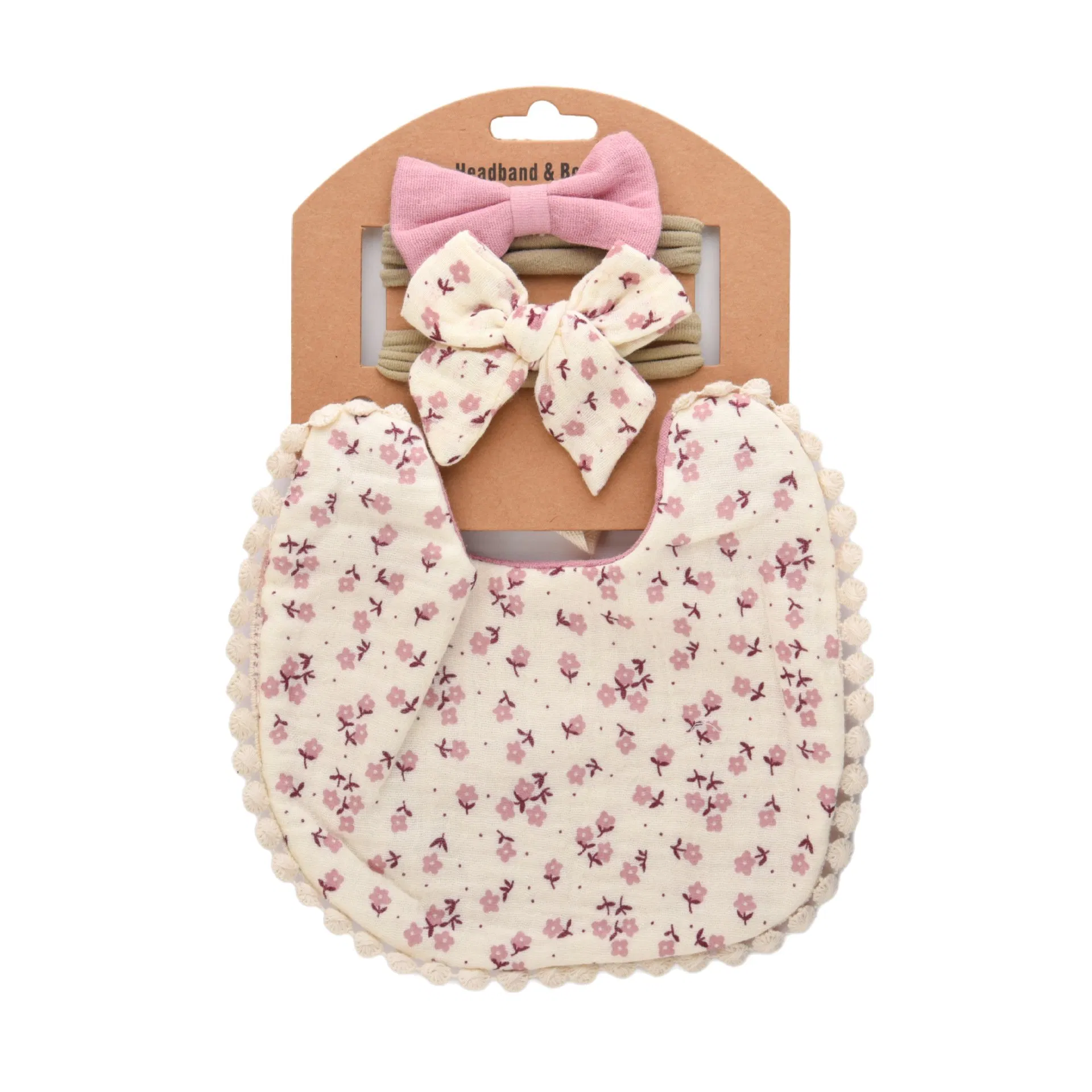 Baby Bibs for Boy & Girl Muslin Baby Drool Bibs for Baby Essential Soft Cotton & Cute Print Baby Feeding Bib with Bow Headband