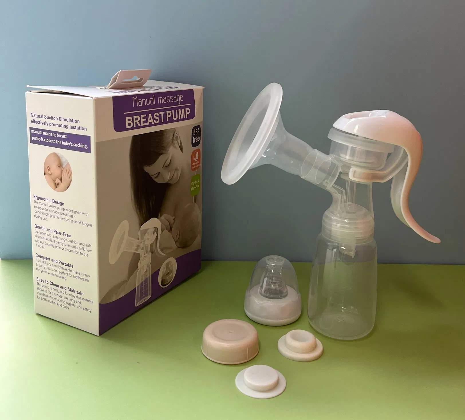 New Design Standard Neck High-Grade Manual Breast Pump with Storage Bottle