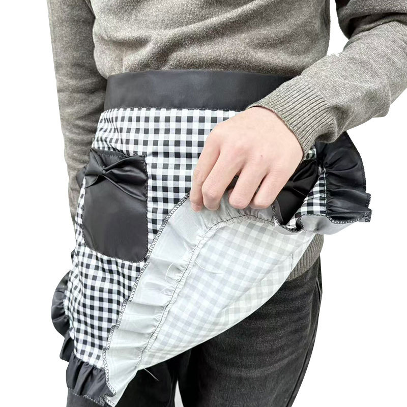 Fresh and Rustic Style Half-Length Apron with Ruffles and Straps, Short Apron for Floral Service Staff