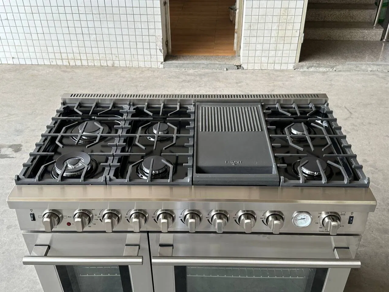 Wholesales Commercial 1.2m Bakery 7 Burners Freestanding Gas and Electric Double Oven