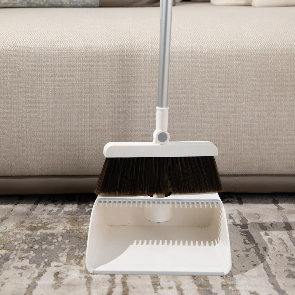 Finesource Broom and Dustpan Set, Magnetic Handle Joint, Comb Inside, Windproof, Wind-Break Design