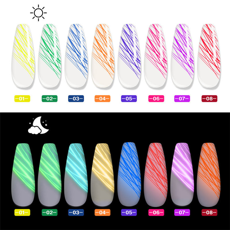 Wholesale Night Glitter Nail Art Spider Drawing Painting Gel Supplies for Nail Salon Beauty Design