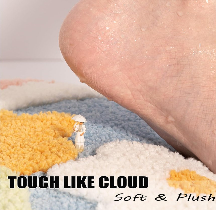 Absorbent Microfiber Bathroom Rug Set 2 Piece Soft Pink Cute Bath Mat and U-Shaped Contour Toilet Rug