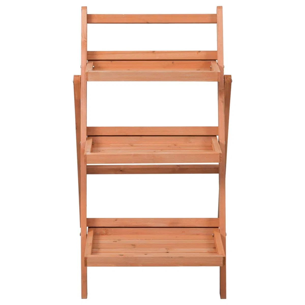 Foldable Timber Plant Stand for Outdoor & Indoor Wooden Shelf Natural