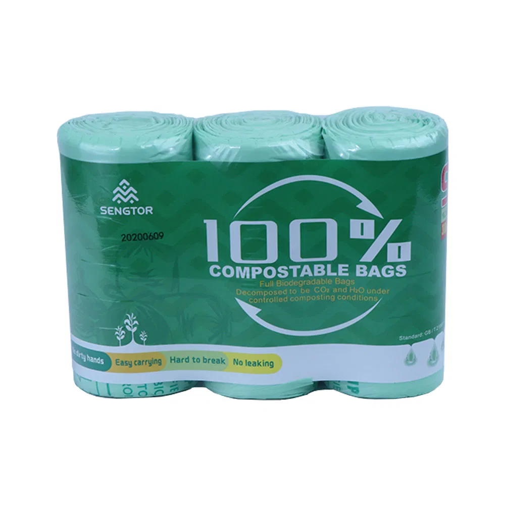 Sengtor 100% Compostable Trash Bags, 9.84 Liter, 2.6 Gallon, 30 Count, Food Scrap Small Kitchen Trash Bags, Compostable Trash Bags
