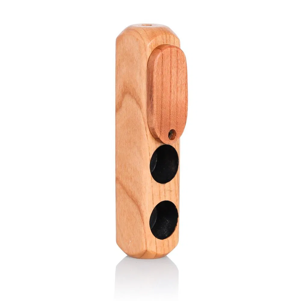Two Hole Rotary Wooden Pipe with Cover for Storing Two in One Glass Pipe