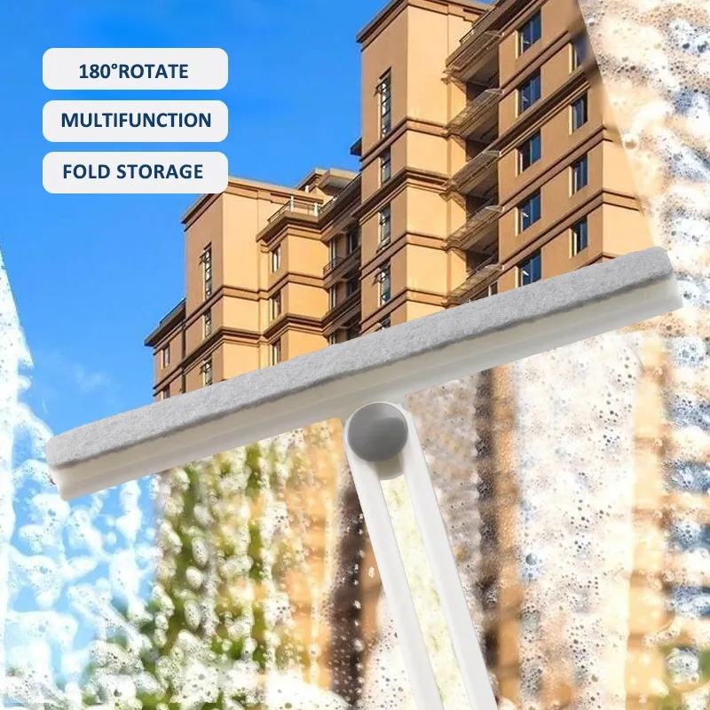 New Design Multifunctional Portable Window Cleaner for Home Glass Cleaning Microfiber Wiper Foldable Window Squeegee with Spray Bottle