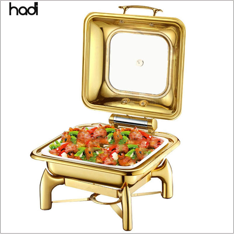2025 Stainless Steel Luxury Gold 201 Chafing Dish 9-Liter Buffet Stove Catering Supplies for Party Banquets Warm Food Buffet