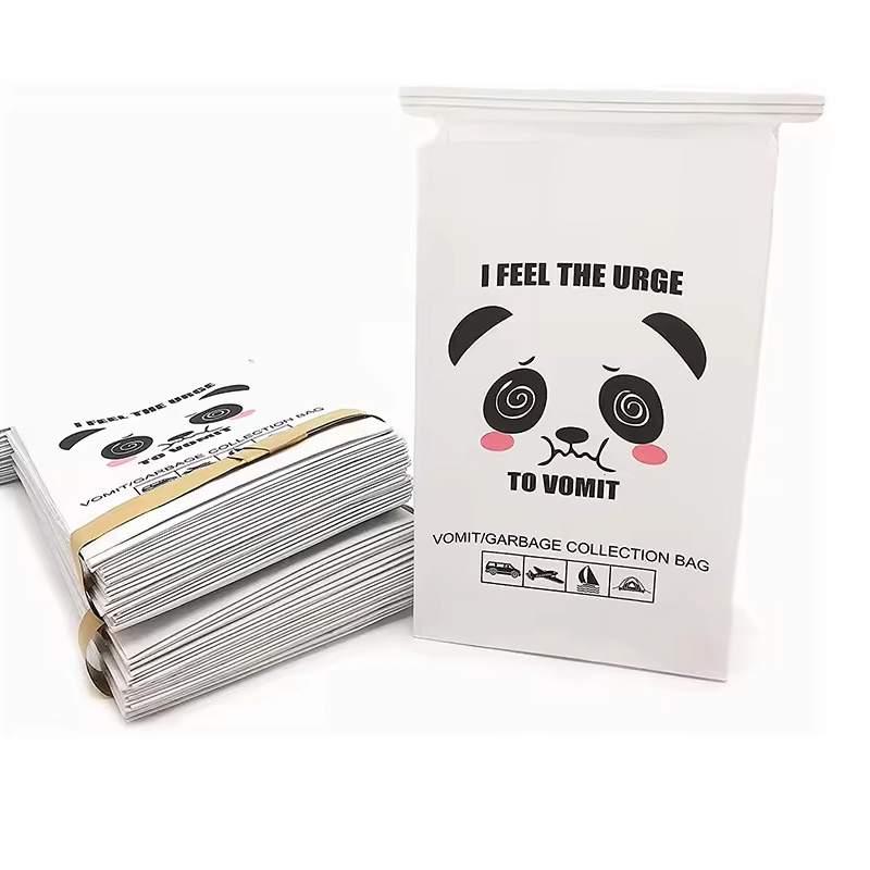 Disposable Kraft Paper Emesis Bags Square Bottom Airsickness Vomit Bags with Custom Printing