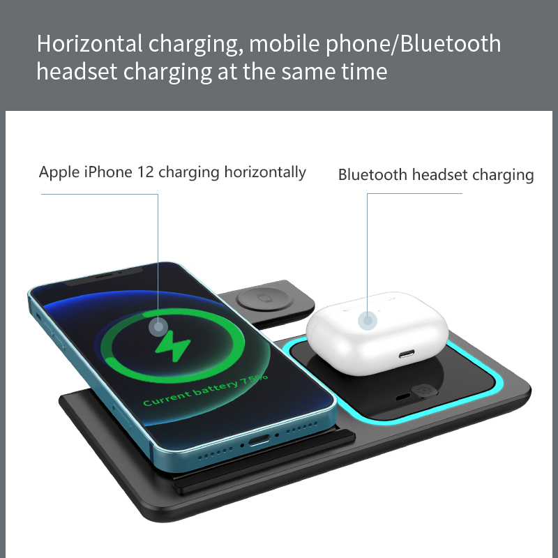 Портативная 3 в 1 беспроводная зарядная станция 15W