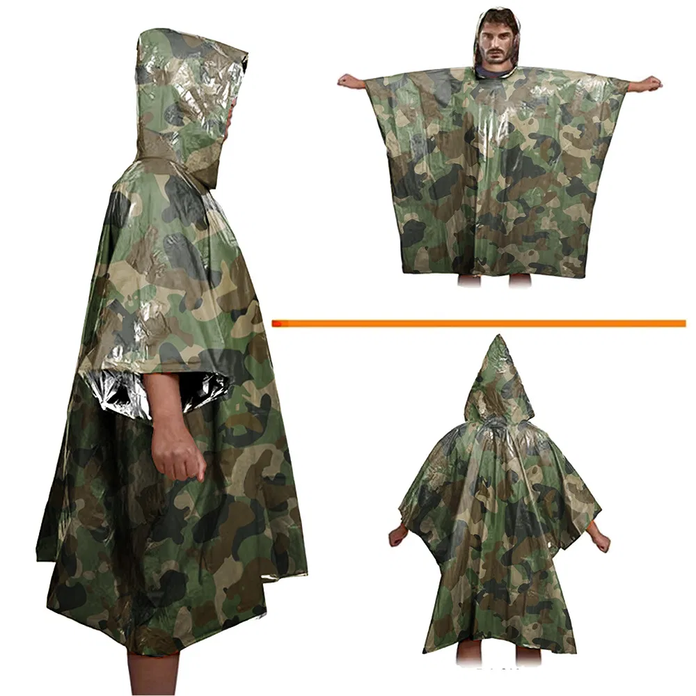 Wholesale Camping Outdoor Heat Preservation Equipment Camouflage Survival Raincoat