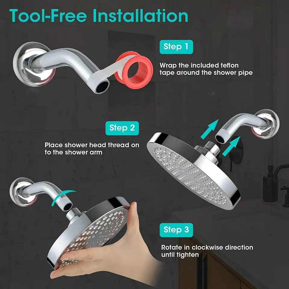 6 Inch Rainfall High Pressure Full Chrome Luxury Shower Head