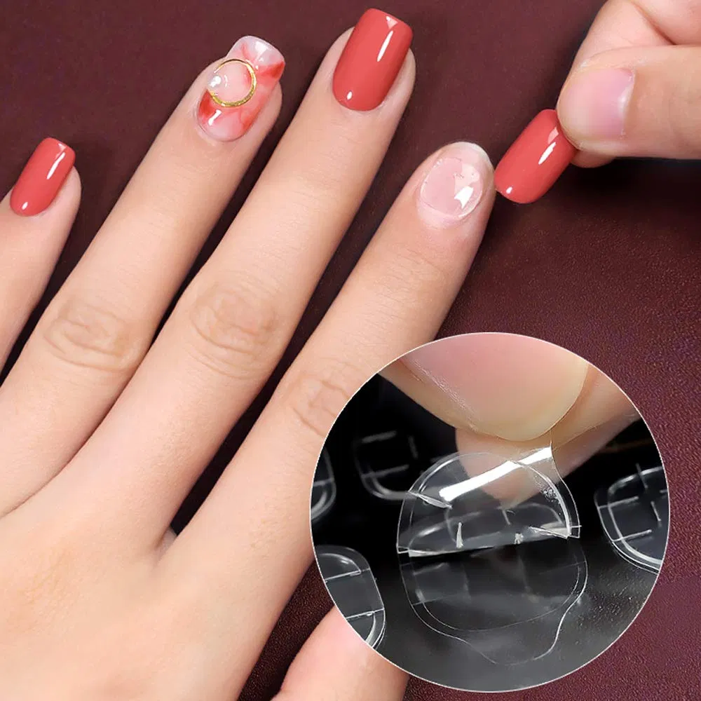 New Type Waterproof Jelly Glue Double Sided Adhesive Nail Sticker