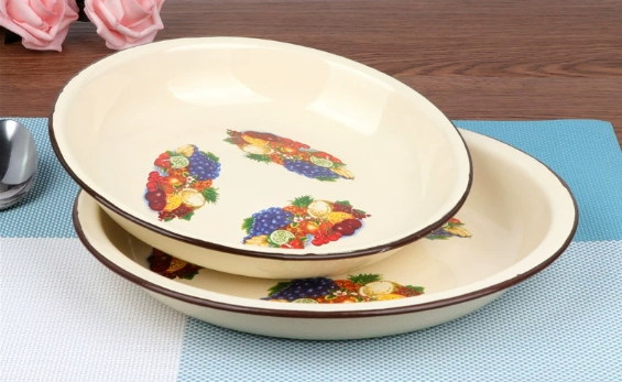 Commonly Used Printed Enamel Rice Plates Can Be Customized