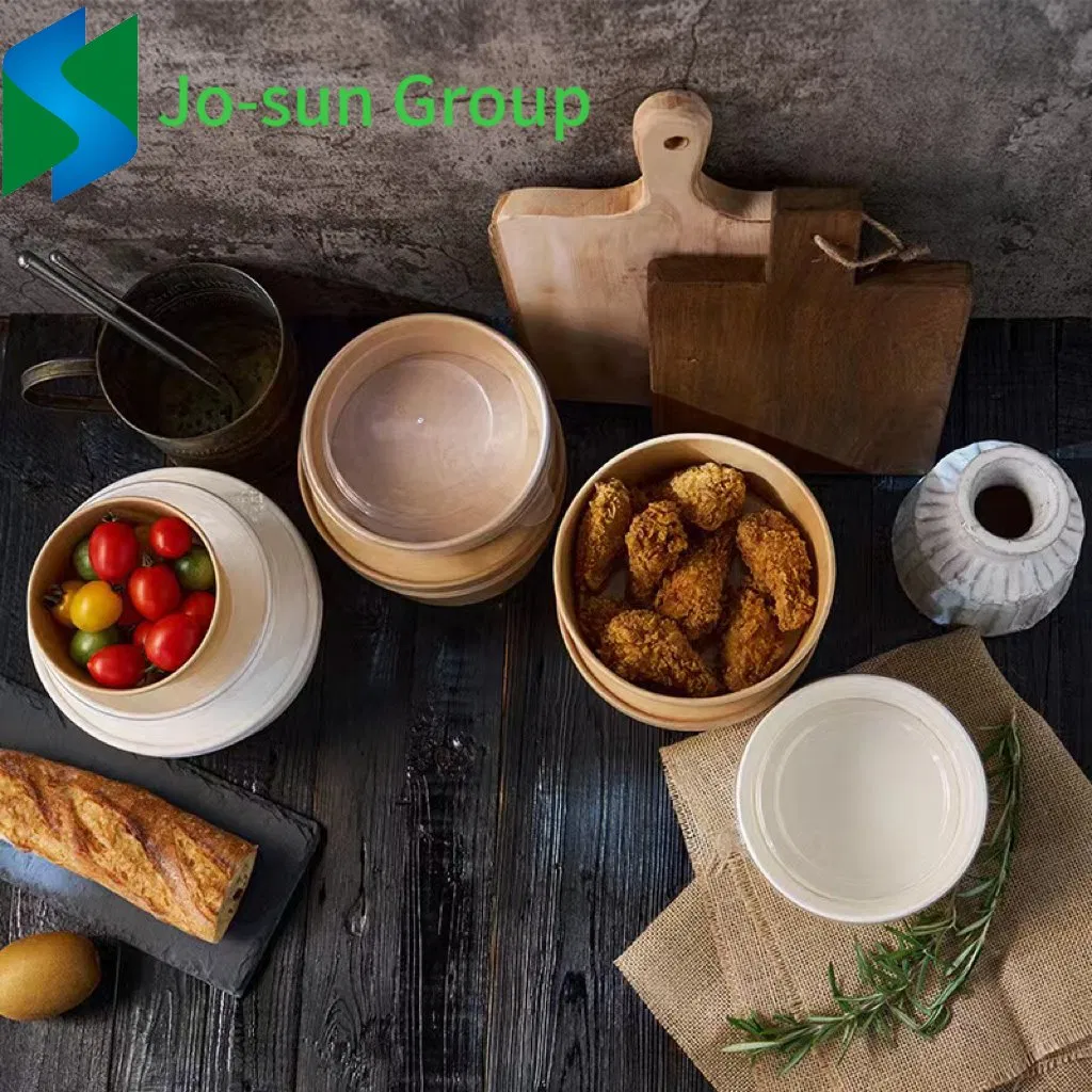Customized Wholesale Disposable Heatable Food Packaging Boxes Round Kraft Paper Salad Bowl