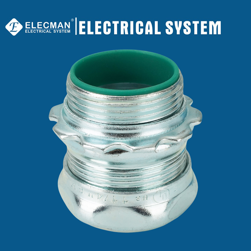 UL Listed Rigid Electrical Metallic Tube Compression Type Insulated Steel EMT Connector