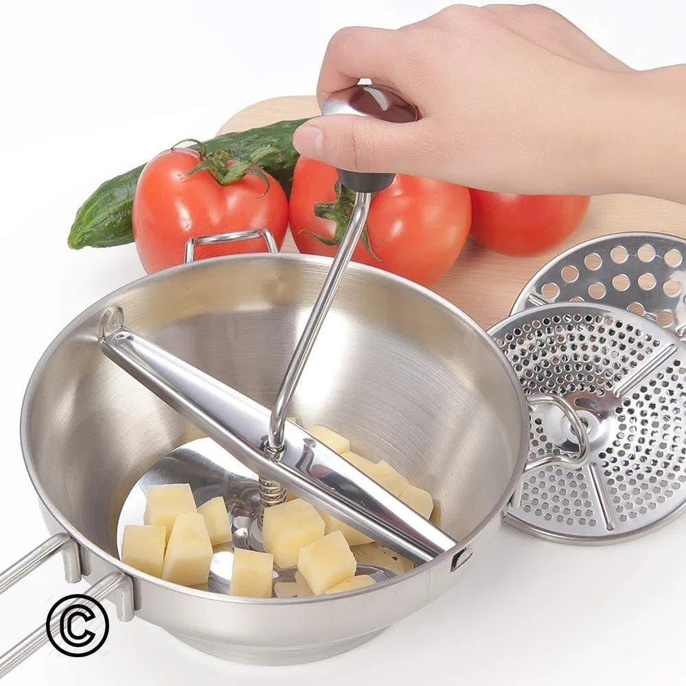 Stainless Steel Food Mill with 3 Interchangeable Disks for Making Baby Foods