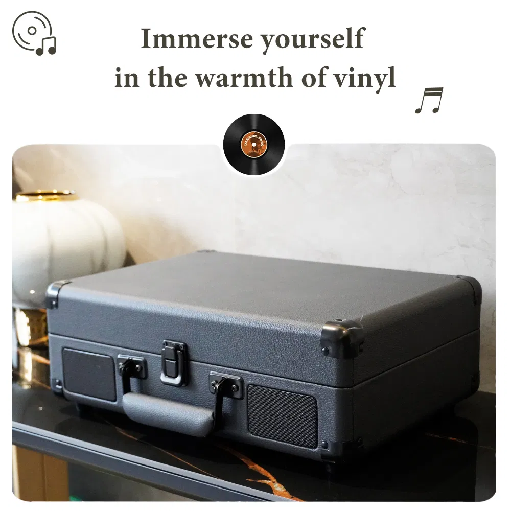Wireless Bluetooth Mulit Function Gramophone Portable Suitcase Turntable Player with USB Playback and Burning
