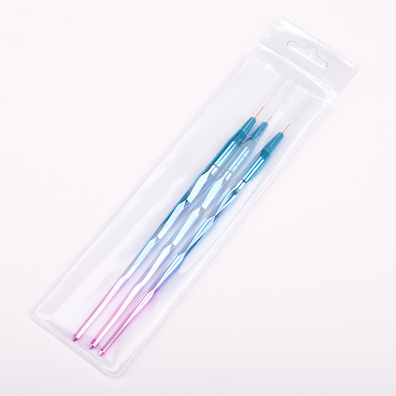 Nail Painting Brush Set Line Nature Plastic Handle Nylon Head