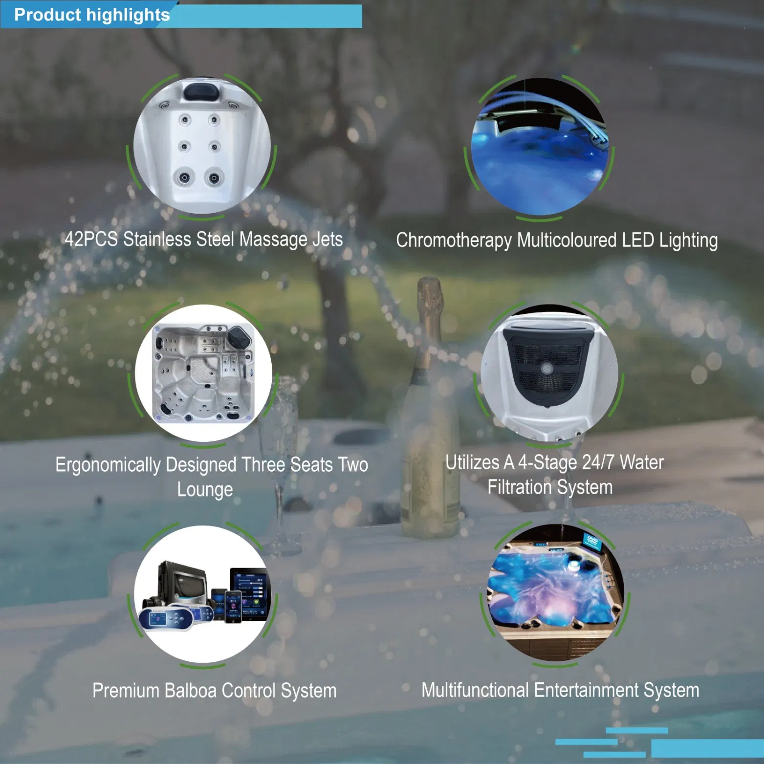 High Quality Cheap Whirlpool SPA Bathtub Acrylic Balboa Outdoor Swim SPA Hot Tub