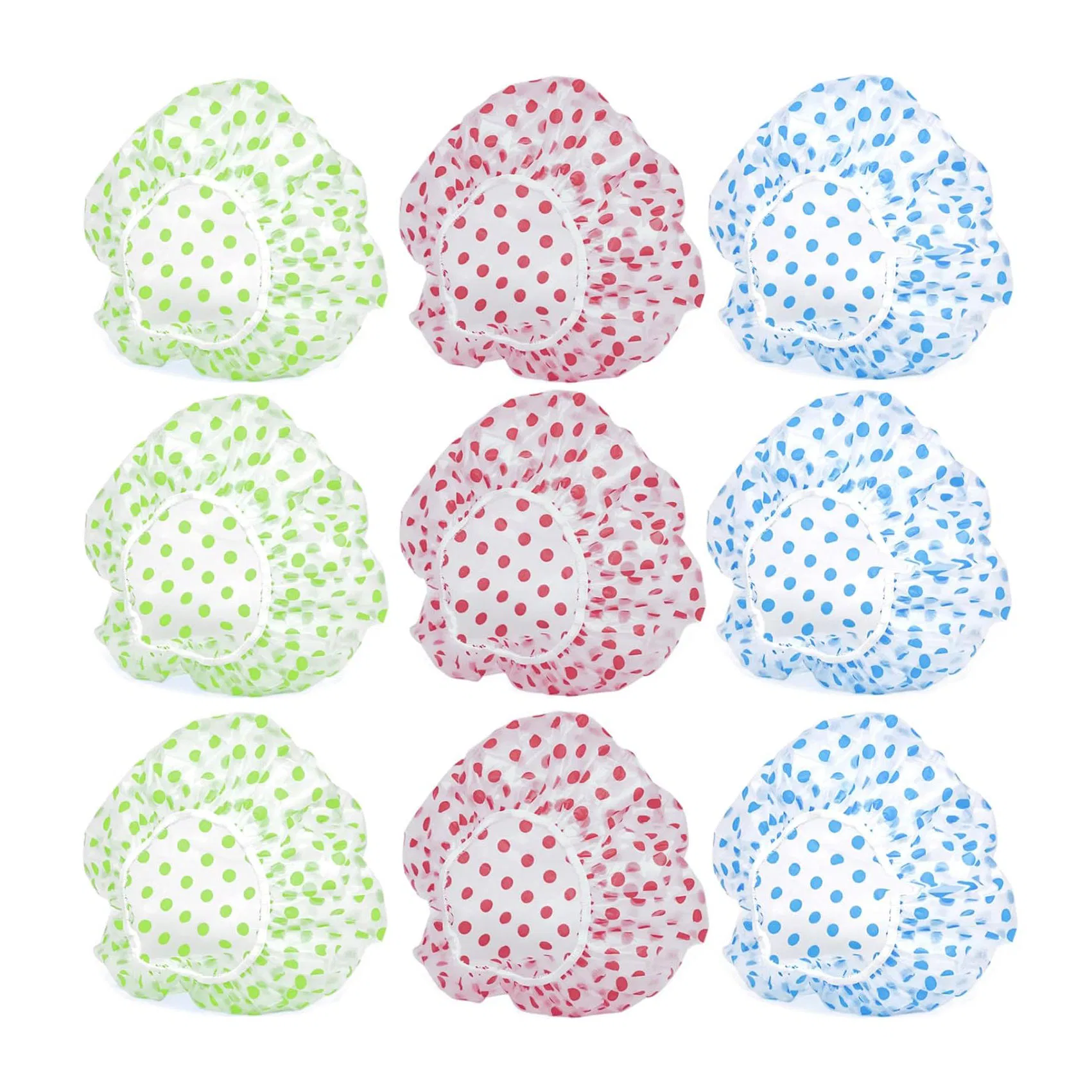 100PCS Large Printed Shower Caps, Waterproof Elastic Bath Caps with Polka DOT Design, Ideal for Long Hair, SPA and Travel
