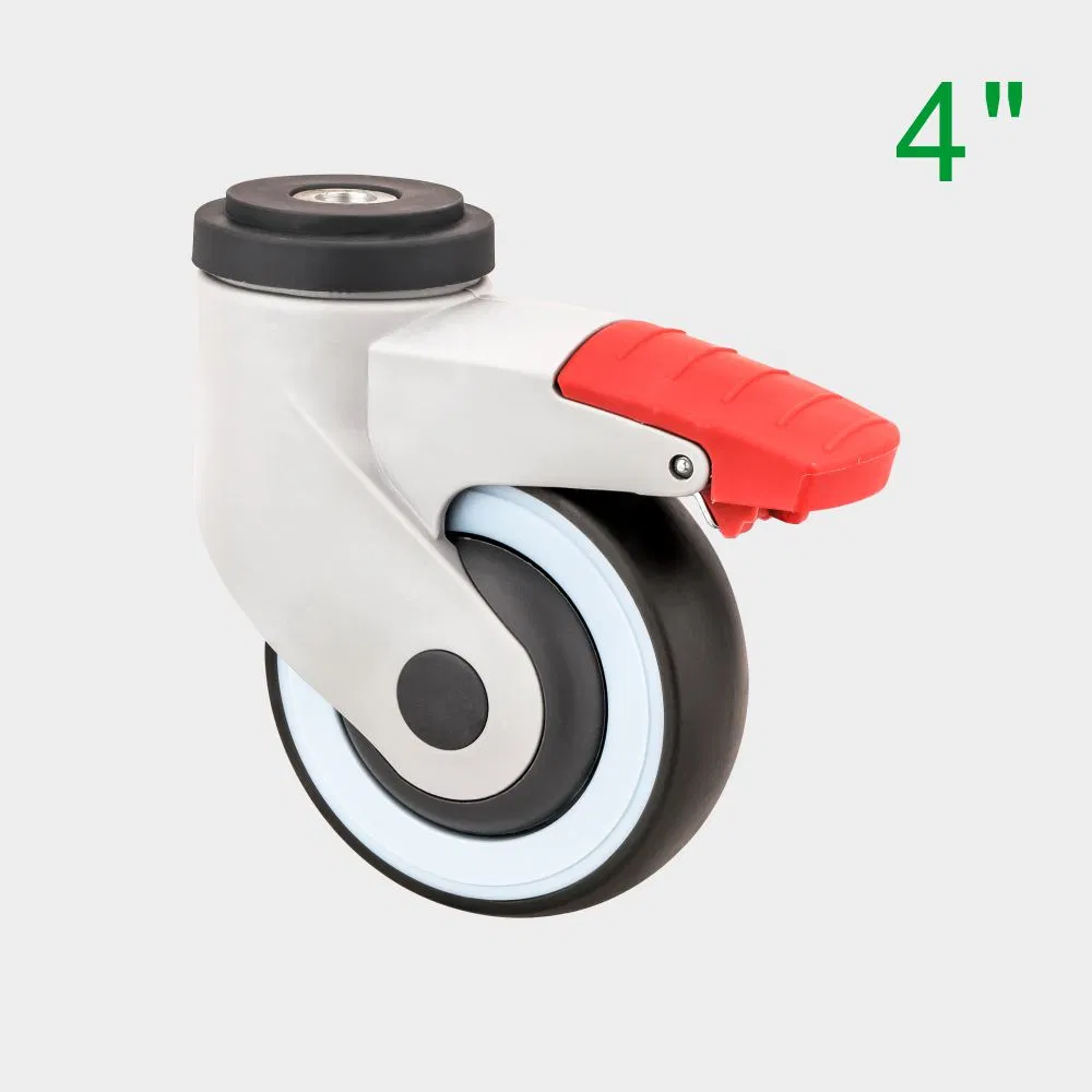 4 Inch Red TPR Medical Swivel Caster Wheel, Suitable for Hospital Beds