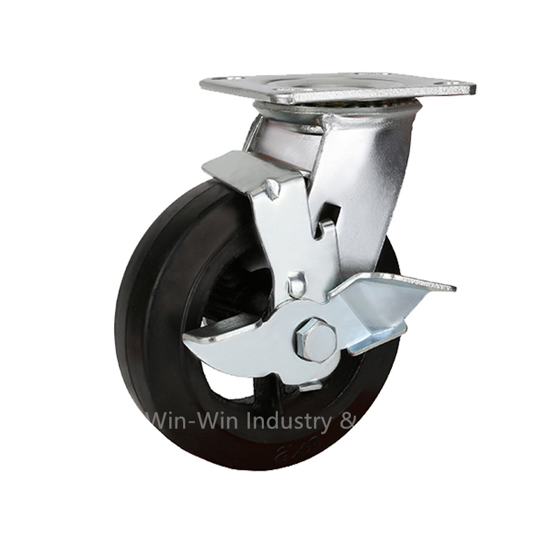 Factory Heavy Duty Caster Wheel Rubber Tread for Industrial Equipments Trolley Truck