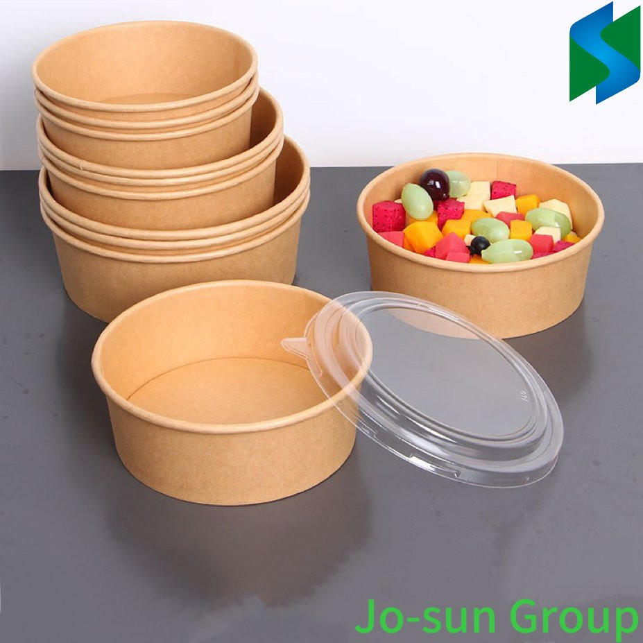 Custom Printing Noodle Rice Hot Food Salad Soup Waterproof and Grease Proof Brown Kraft Paper Soup Bowl