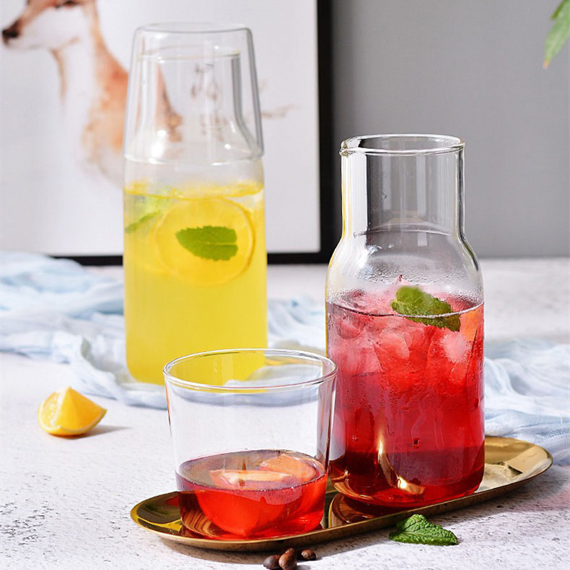 Simple Style High Borosilicate Glass Water Kettle with One Cup Juice Pot