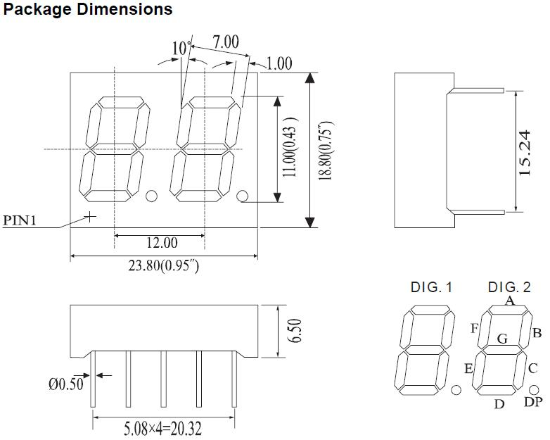 0.43 Inch Dual Digits 7 Segment LED Display with RoHS From Expert Manufacturer