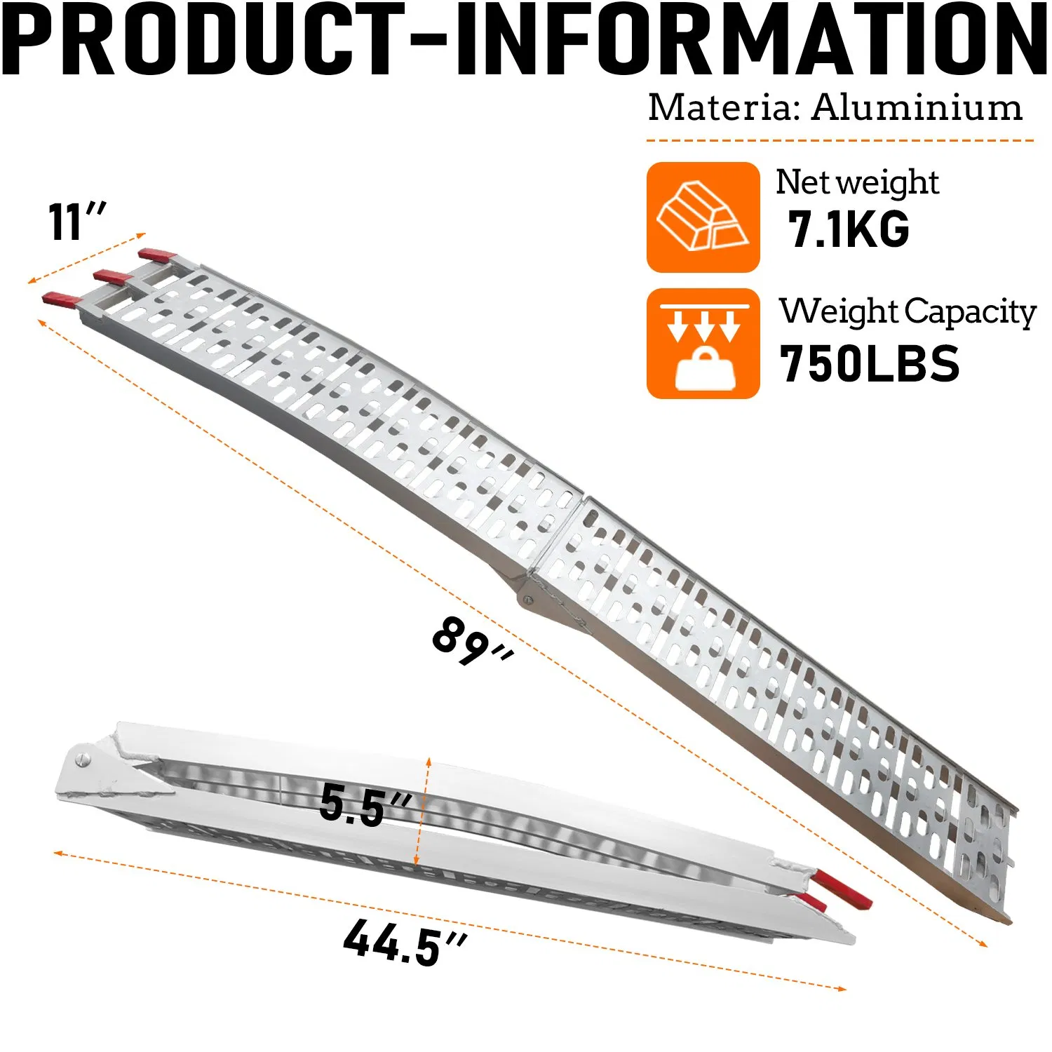 Складная алюминиевая рампа для погрузки мотоциклов и квадроциклов