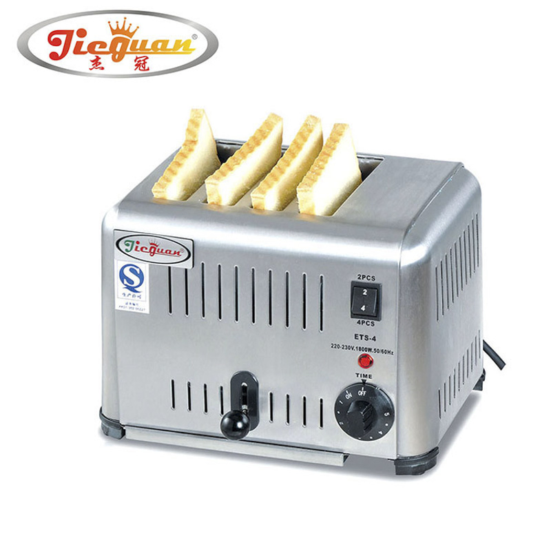 4ATS 4-Slice Toaster*All Stainless Steel Body, Round Side Design, with 5 Minutes Timer, 4 Slice of Bread Can Be Cooked at The Same Time.